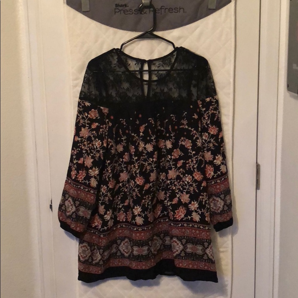 Cute floral dress with lace on the top